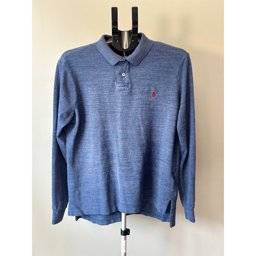 Polo Ralph Lauren Long Sleeve Polo Mens L Blue Custom Fit 710619033011 Preppy
